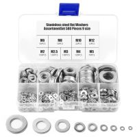 New 684Pcs Flat Washer Stainless Steel Washers Assorted M2 M2.5 M3 M4 M5 M6 M8 M10 M12 Metal Washers O-rings Washers Kit 9 Sizes Nails Screws  Fastene