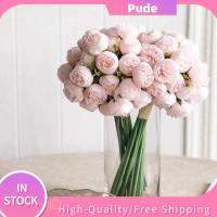 PUDE 27หัว Emulational Peony ชากุหลาบ ผ้าไหมสีขาว ดอกไม้ประดิษฐ์ประดิษฐ์ ช่อดอกไม้สำหรับเจ้าสาว ลำต้นยาวยาว ดอกไม้ปลอม การตกแต่งงานแต่งงาน