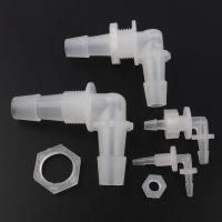 5pcs/lot M6 1/2 Thread Hose Connectors PP Pagoda Elbow Connector With Hex Nut Aquarium Fish Tank Air Pipe Oxygen Tube Fittings