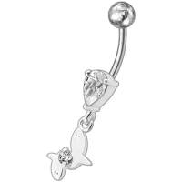 Fancy Pink Jeweled Moving Rabbit Dangling Navel Body Jewelry Ring