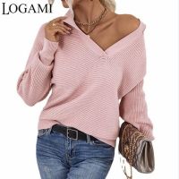 Logami Gola Polo Camisola Feminina 2022 Outono Inverno Pulôver Lanterna Manga