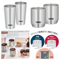 Thermos Japan 2 ใบ แก้วน้ำสแตนเลส 2 ชั้น 280-400 mlจ่ายปลายทางได้แท้ แก้วเก็บอุณหภูมิร้อน-เย็น