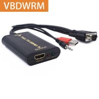 VGA to HDMI Converter AV Adapter Cable 1080P Multi-port VGA Splitter 3.5mm Audio Dual Display for PC Laptop to HDTV