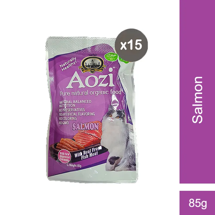 Aozi Organic Wet Cat Food Salmon 85g Pouch 15 PCS Lazada PH