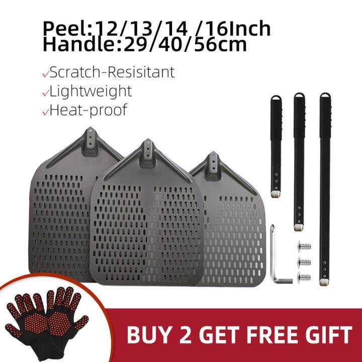 12 13 14 16 Inch Big Pizza Perforated Shovel Paddle Short Handle Oven