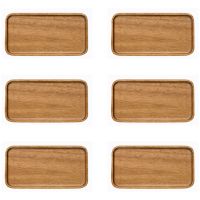 6X Serving Tray, Rectangular Solid Wood Flat Bottom Plate, Fruit Plate, Saucer, Tea Tray, Dessert Plate-Small