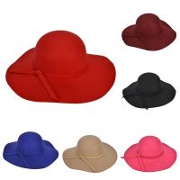 Women Ladies Wool Floppy Fedoras hats Wide Brim Felt Bowler Beach Hat Sun Cap Summer chapeau femme mariage black hat sombrero