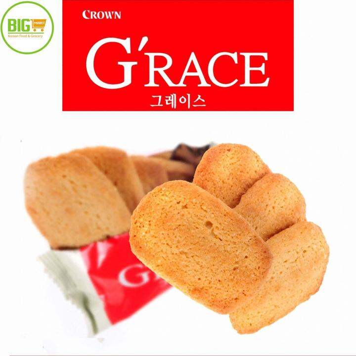 พีนัทคุกกี้-ขนมเกาหลี-peanut-cookies-crown-grace-85g-คุกกี้เกาหลี