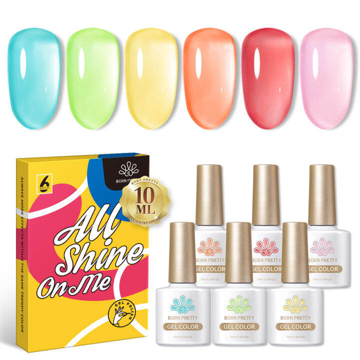 born-pretty-6ขวด10มล-ฤดูใบไม้ร่วงฤดูหนาวคริสตัลสีเหลืองอำพันสีเจลเจลทาเล็บเจลทาเล็บ