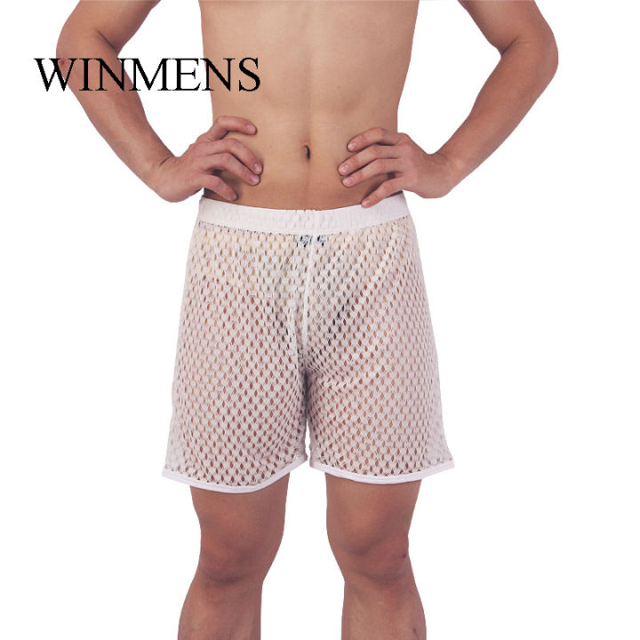 men-sleep-shortsfashion-funny-fishnet-see-through-stretch-breathable-lounge-bottomsblack-white-cut-outs-male-pajamas