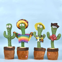 USB Charging Dancing Cactus Music Box Electronic Singing Plush Toy Cartoon Potted Holiday Decoration Gift Ornament For Home