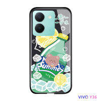 Volans เคสสำหรับ Vivo Y36 Y36 5G แบบสร้างสรรค์สำหรับใส่เครื่องดื่มในฤดูร้อนเคสแข็งกระจกนิรภัยมันวาวฝาหลังเคสใส่โทรศัพท์