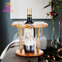 DEOUNY Wine Glass Drying Rack Bamboo Storage Shelf Bottle Display Holder Office Home Kitchen Supplies Barware