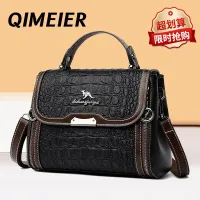 Genuine leather bag for women 2023 new fashion middle-aged mother bag versatile texture crocodile pattern soft leather crossbody small square bag 【JYUE】