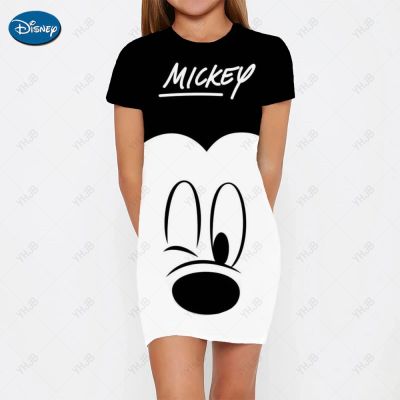 New Summer Girls Clothing Disney Mickey Mouse Dress Printed Cute Casual Cartoon Princess Dress Childrens Wear