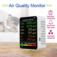 CO2 Tester 6 In 1 Air Quality Detector PM2.5 PM10 HCHO TVOC CO CO Carbon Dioxide Formaldehyde Monitor LCD Large Screen Display