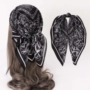 Vintage Women Small Shawl 100% Real Silk Scarf Hairband Headscarf Elegant  Scarves Hijab Headband Foulard Bandana Neckerchief