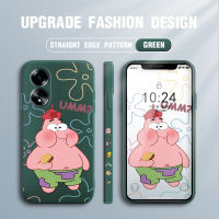 เคสโทรศัพท์สำหรับ OPPO A18 A38การ์ตูนเคสโทรศัพท์ปลาดาวแพททริกน่ารักลายขอบสี่เหลี่ยมปลอกซิลิโคนน้ำคลุมทั้งหมดกล้องปกป้องเคส