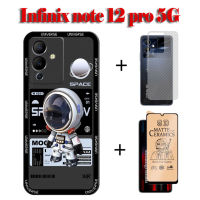 3in1 Infinix Note 12 Pro 5G Case Infinix Note 12 G96 Case Note 10 Pro Trendy Brand Mechanical Space Astronaut Phone Case + Ceramic Soft Film + Back Filmnote Infinix Note 12 Pro 4G