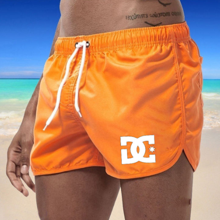 mens-summer-newest-sports-four-points-shorts-fashion-solid-color-elastic-lace-up-pants-dc-printed-casual-male-beach-sweatpants