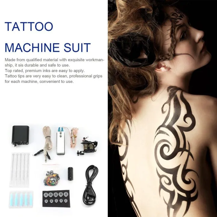 ELEC Tattoo Complete Beginner Tattoo Kit Pro Machine Inks Power Supply  N*edle Grips Tips Tatto Accessories Basic Set | Lazada PH