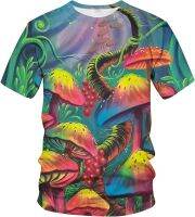 Hehanus Novelty Mushroom T-Shirt Abstract Art Trippy Tee Shirts for Men Women