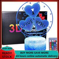 I Love You 3D Night Light Valentines Day Gift Bedside LED Lamp with 16 Color Changing Mode Touch Remote Control for Women Girls