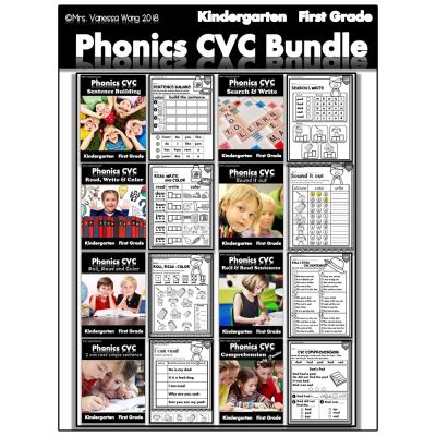 Phonic CVC cvc words montessory 240 page practice sheets kid worksheets for kids printable learning toy