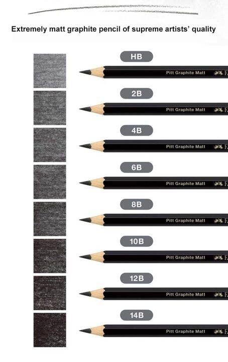 8ชิ้น-faber-castell-graphite-pitt-matt-matt-ชุดดินสอ-hb-2b-4b-6b-8b-10b-12b-14b-ร่างภาพวาดคุณภาพของศิลปิน