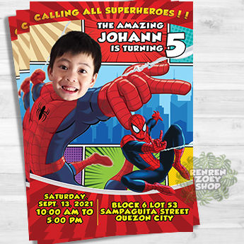 Spidermans Invitation Card -Christening Baptismal Birthday 15pcs ...