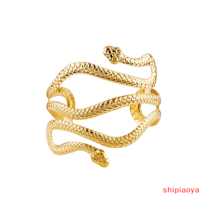 shipiaoya-กำไลกำไลต้นแขนงูแบบเปิดกำไลกำไลข้อแขนปรับได้สำหรับเครื่องประดับแฟชั่นสำหรับผู้หญิง