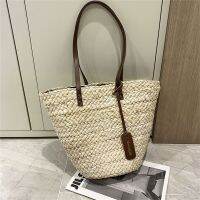 [COD] ins large-capacity straw bag personality simple portable natural grass hand-woven female vacation beach