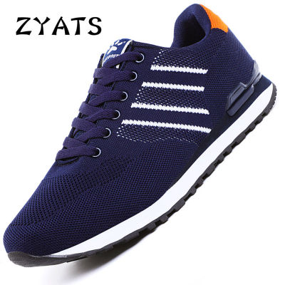 ZYATS รองเท้าผ้าใบบุรุษใยไมโครไฟเบอร์ระบายอากาศรองเท้ากีฬาสำหรับผู้ชาย Lelaki Berjalan Kasut สีขาว
