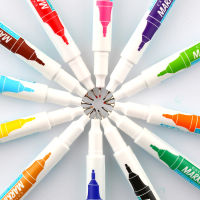 0.5 มม. 12 สี Fine Marker ปากกา ฐานแอลกอฮอล์ หมึก เครื่องหมายถาวรบนฟิล์ม/ไม้/ผ้า/โลหะ/แก้ว-czechao