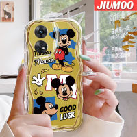 JIUMOO เคสสำหรับ OPPO Reno 8 T 5G Reno8 T A1 Pro Reno 8 5G Reno 8 5G เคสเนื้อครีมลายมิกกี้เคสนิ่มกันกระแทกเคสโทรศัพท์โปร่งใส TPU เจลซิลิกาแบบใสป้องกันการตกหล่นฝาครอบป้องกันเลนส์กล้องถ่ายรูป