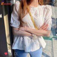 [กระโปรงฤดูร้อน] Blusa Feminina Estillo Coreano Blusa Moda Verão Ável Preppy Flor Bordada Chique Desamassada Roupa De Dois Sentidos