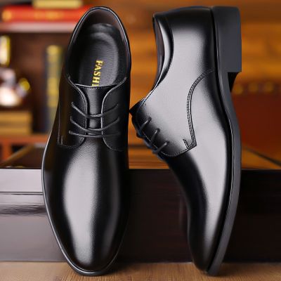 Fashion Men Shoes British Style Soft Bottom Casual Pu Leather Waterproof Comfortable Business 2023 New Formalmen Lace-Up Shoes