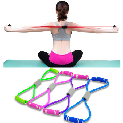 Hot Yoga Gum ฟิตเนสความต้านทาน8 Word Chest Expander เชือกออกกำลังกายการฝึกกล้ามเนื้อยางแถบยืดหยุ่นสำหรับกีฬา Exercise