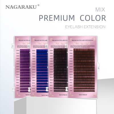 NAGARAKU color eyelash extension High quality Mix mink eyelash extension Faux False Eyelashes light brown color maquiagem cilios Cables Converters