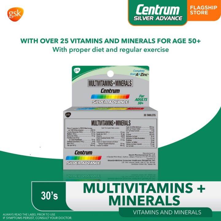 Centrum Silver Advance Multivitamins Minerals for Adults 50 30s Bottle Lazada PH