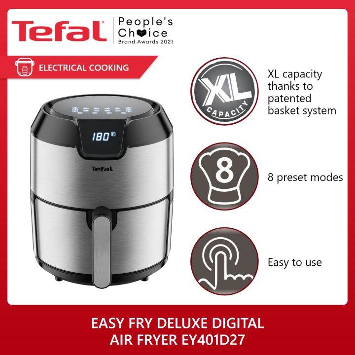 Tefal Easy Fry Deluxe Digital Air Fryer XL Size Touch Screen EY401D27
