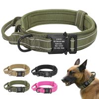 【LZ】 Military Tactical Pet Dog Collar Personalized Custom Nylon Reflective Small Medium Large Dog Collars Engraved ID Name Adjustable