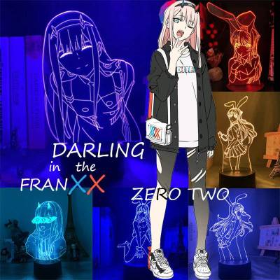 โคมไฟ Cod 3D Darling In The Franxx Anime สองสี Usb Led 7 สีใช้รีโมทควบคุมของขวัญของขวัญ
