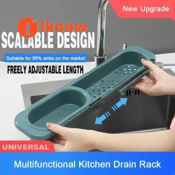 Upgraded Telescopic Sink Storage Rack,adjustable Telescopic 2-in-1