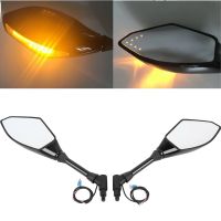 10mm Glossy Black LED Turn Signals Side Rearview Mirrors For Honda Suzuki Kawasaki Yamaha Ducati BMW Street Scooter Bikes Mirrors