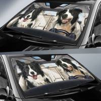 Border Collie - Automatic Sun Shade Gift กระจกหน้ารถส่วนบุคคล,อุปกรณ์เสริมในรถยนต์,ม่านบังแดดส่วนบุคคล,ม่านบังแดดอัตโนมัติ