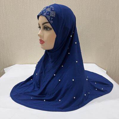 【YF】 H016 latest muslim amira hijab with Beadings high quality islamic scarf arabic hats womens headwrap ramadan pray