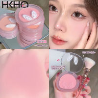 HKHO พาเล็ทปัดแก้มขาวดำแก้มผิวด้านสีชมพู Contouring ผงแป้งทนทานนู้ดธรรมชาติสีสดใส