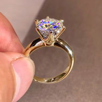 3ct แหวนเพชร Solitaire ผู้หญิงเงิน925สีเหลืองทอง Moissanite แหวนหมั้นงานแต่งงาน2ct Moissanite แหวนที่มีใบรับรอง