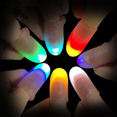 【CW】 50Pcs Funny Novelty LED Flashing Fingers Light Up Thumbs Luminous Magic Trick Props Glow Toys
